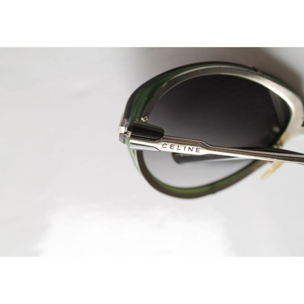 Celine Silver Metal Gradient Black Green Plastic Frame Sunglasses - Picture 10 of 12